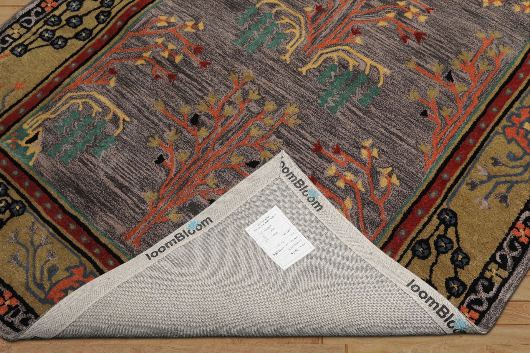 5x8 Lavender, Gold, Black Color Hand Tufted Donegal Wool Traditional Oriental Rug