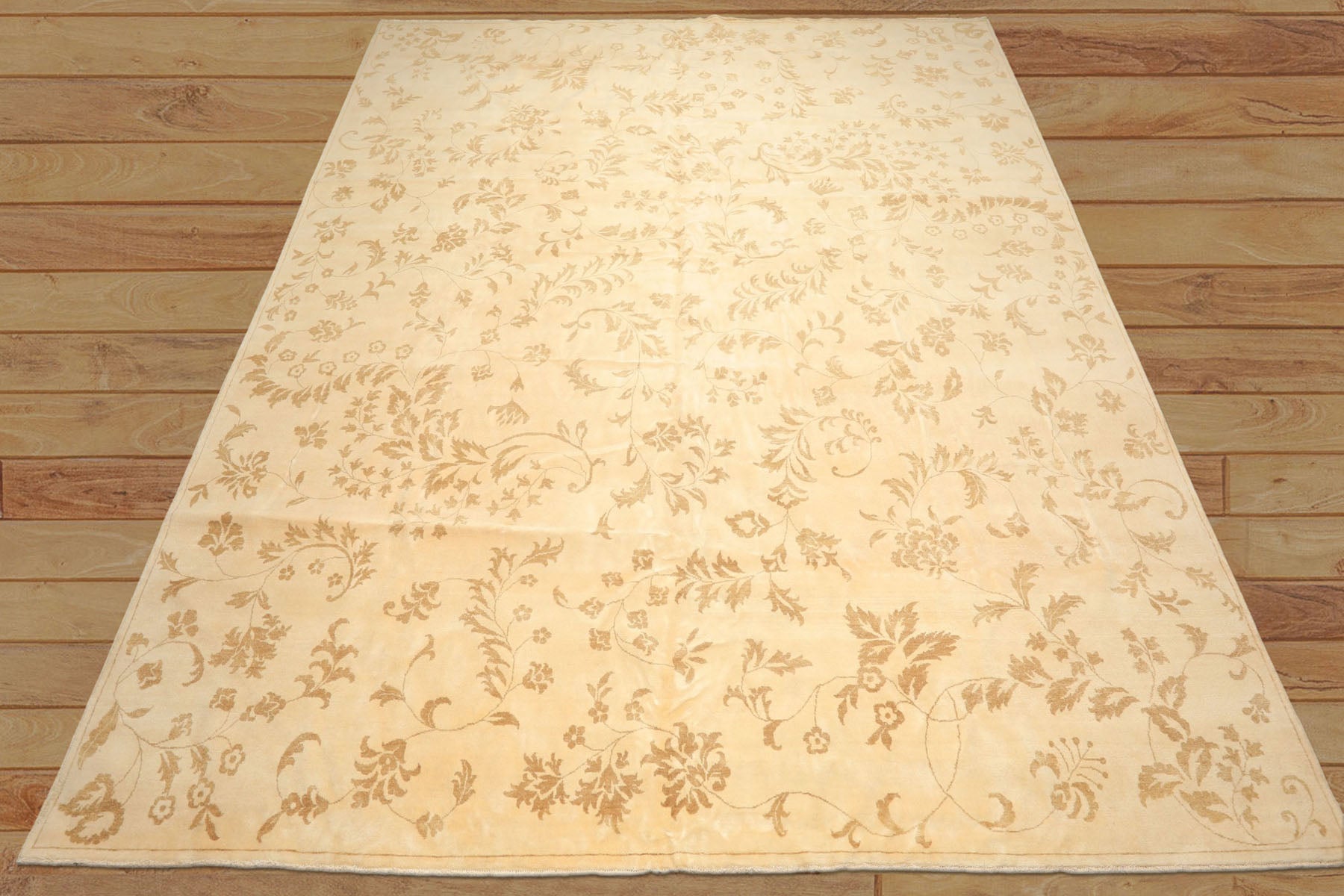12x15 Ivory, Khaki, Color Hand Knotted Indo Tibetan Wool Transitional Oriental Rug