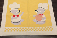 4x6 Yellow, Beige, Lavender Color Hand Woven Cartoon Theme 100% Wool Traditional-Persian/Oriental Oriental Rug