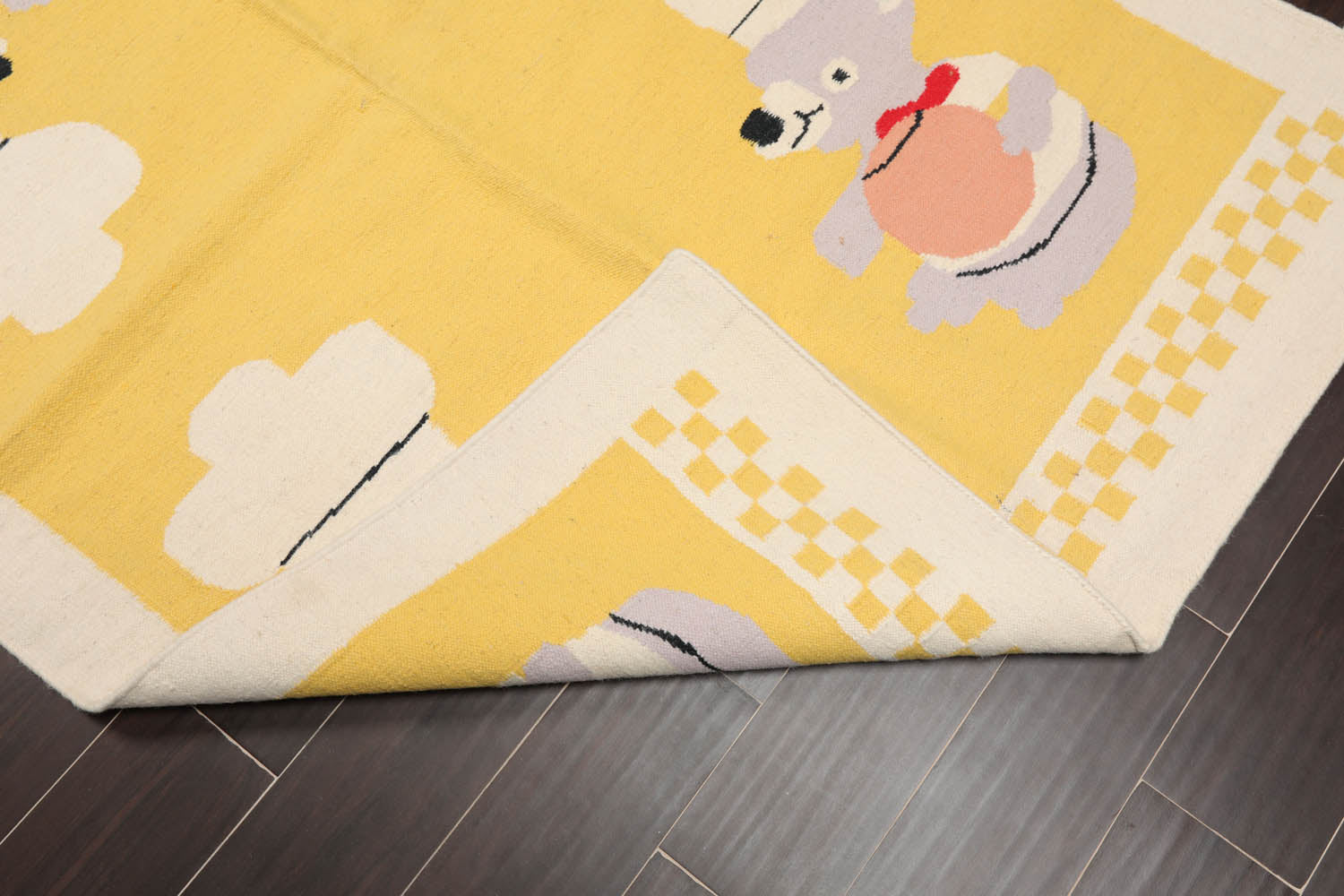 4x6 Yellow, Beige, Lavender Color Hand Woven Cartoon Theme 100% Wool Traditional-Persian/Oriental Oriental Rug