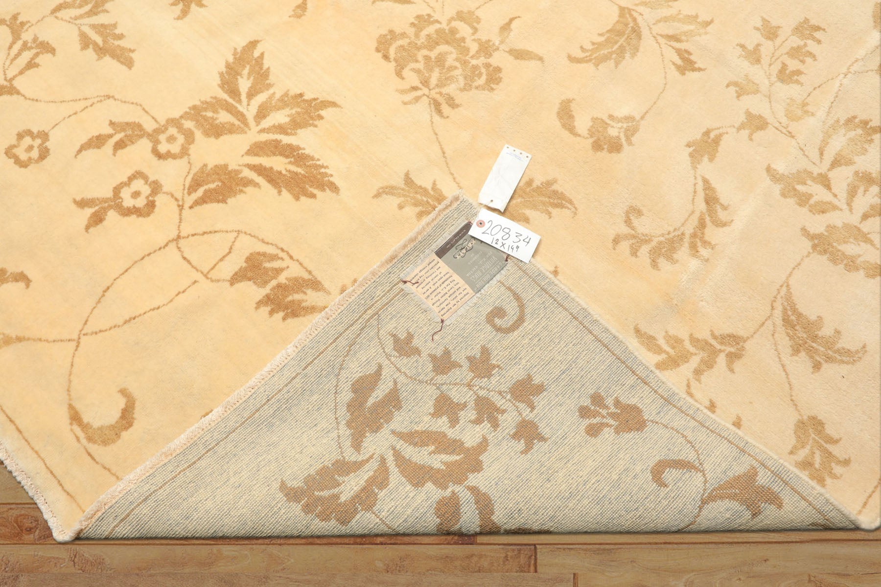 12x15 Ivory, Khaki, Color Hand Knotted Indo Tibetan Wool Transitional Oriental Rug