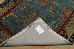 5x8 Turquoise, Gold, Black Color Hand Tufted Donegal Wool Traditional Oriental Rug