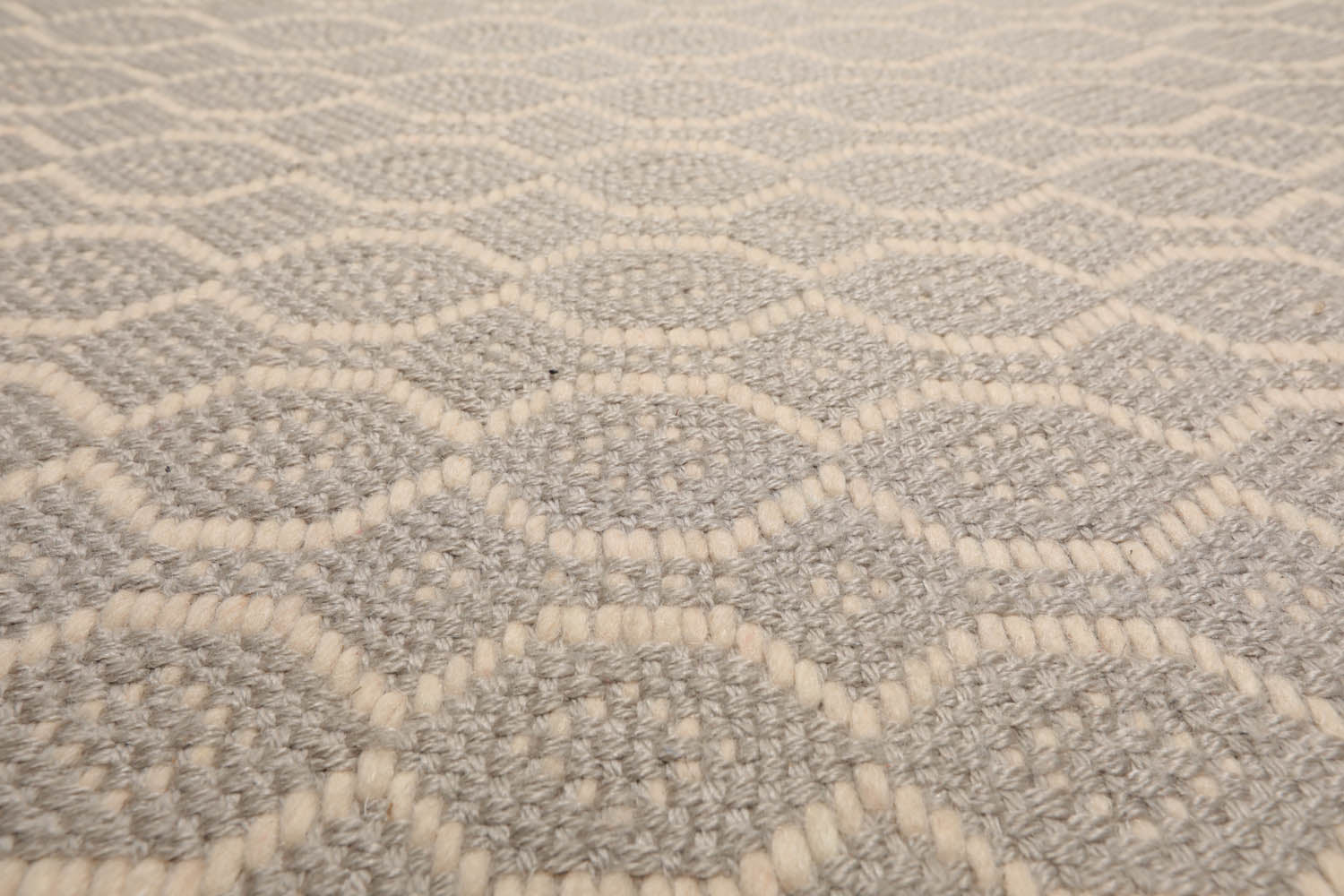 Parkor Geometric Gray Flatweave Area Rug LoomBloom Hand Woven Contemporary 100% New Zealand Wool Oriental