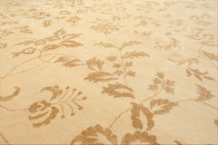 12x15 Ivory, Khaki, Color Hand Knotted Indo Tibetan Wool Transitional Oriental Rug
