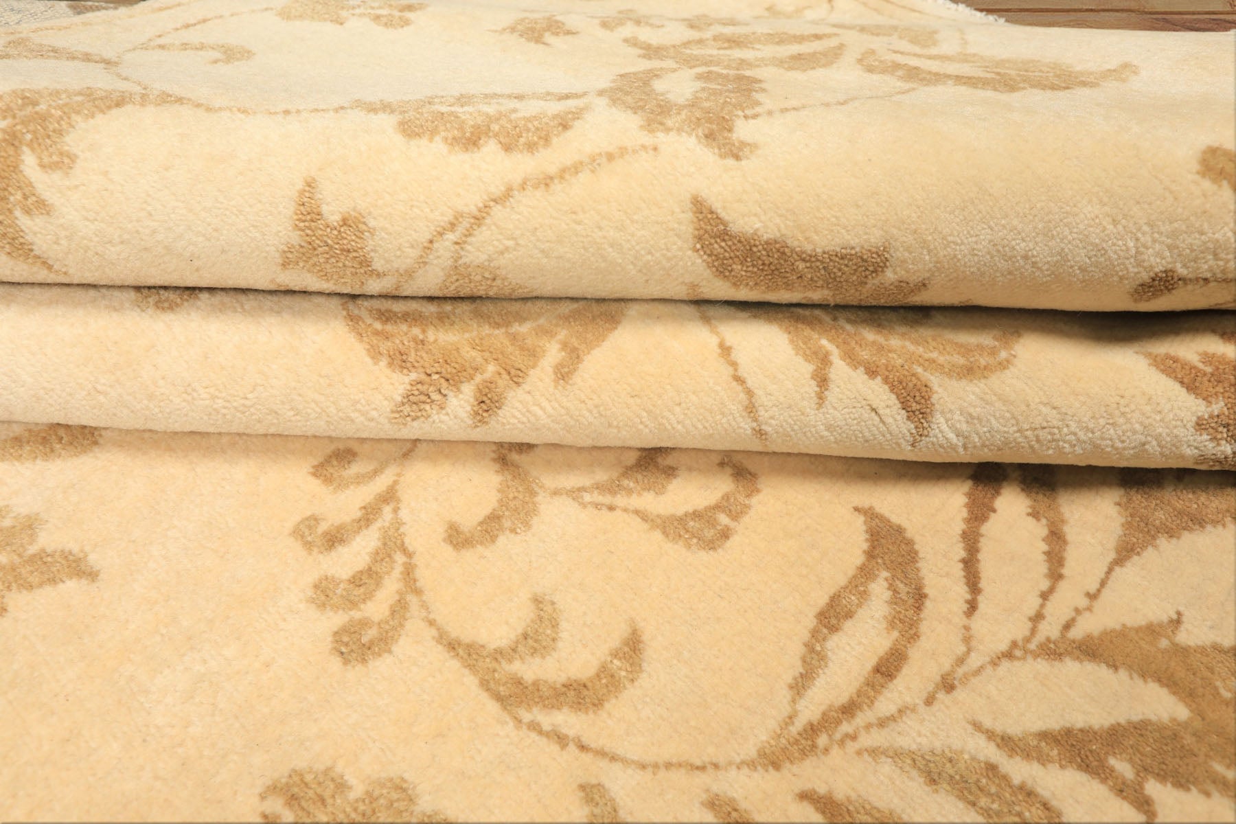 12x15 Ivory, Khaki, Color Hand Knotted Indo Tibetan Wool Transitional Oriental Rug