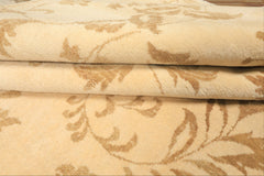 12x15 Ivory, Khaki, Color Hand Knotted Indo Tibetan Wool Transitional Oriental Rug