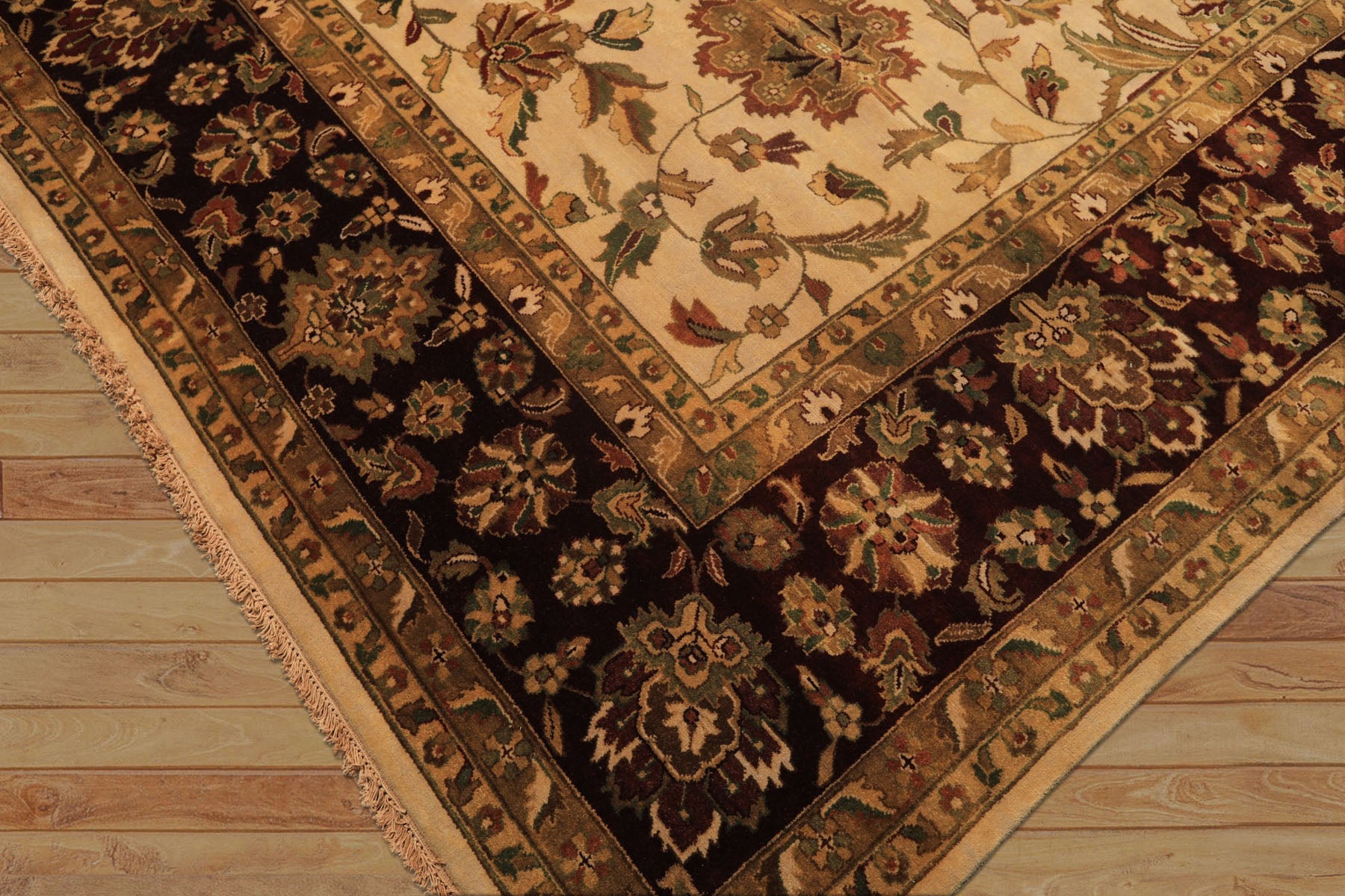 12x18 Beige, Maroon, Sage Color Hand Knotted Agra Wool Traditional Oriental Rug