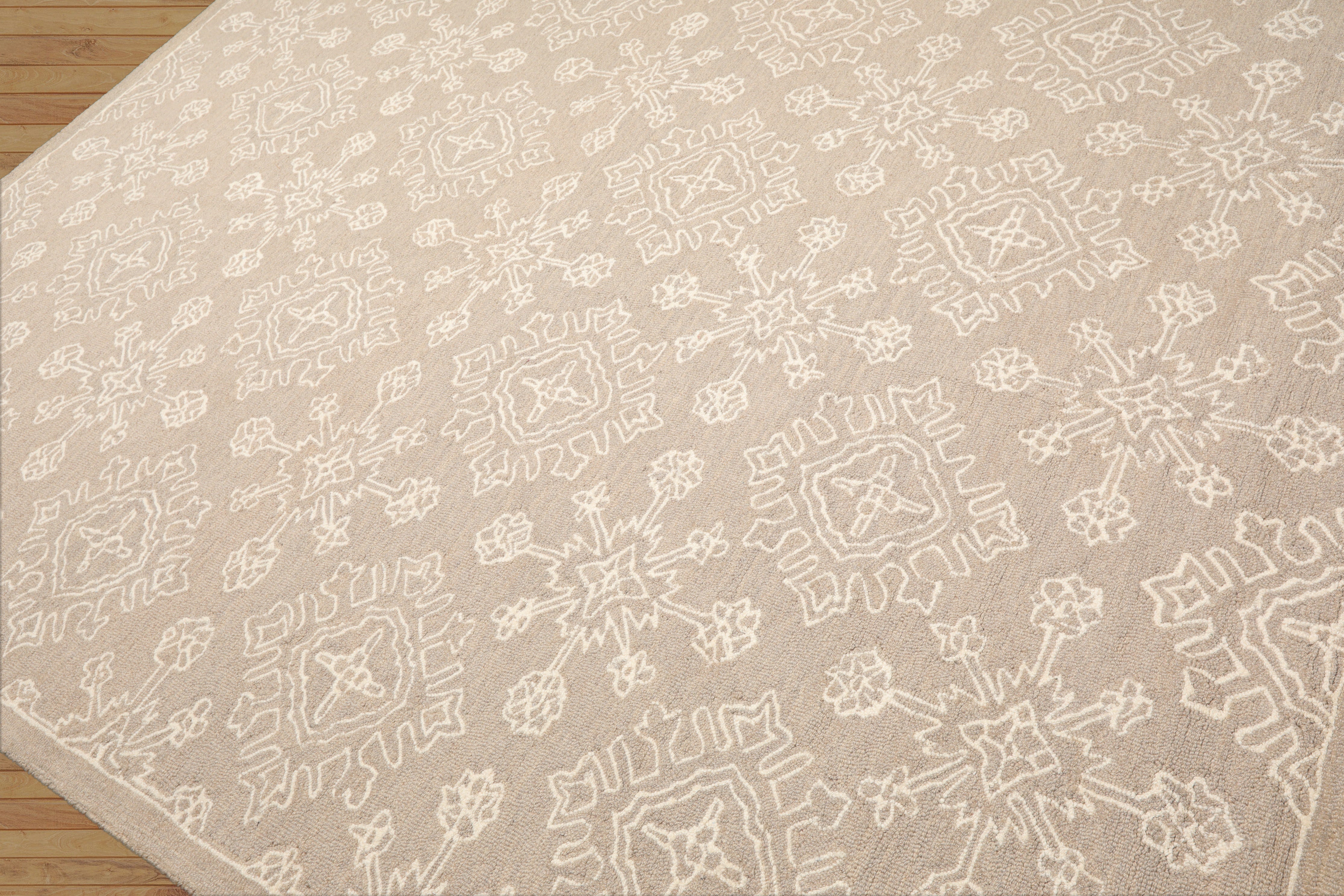 Soares Hand Tufted 7'8"x10' Beige Transitional Floral 100% Wool Oriental Area Rug LoomBloom