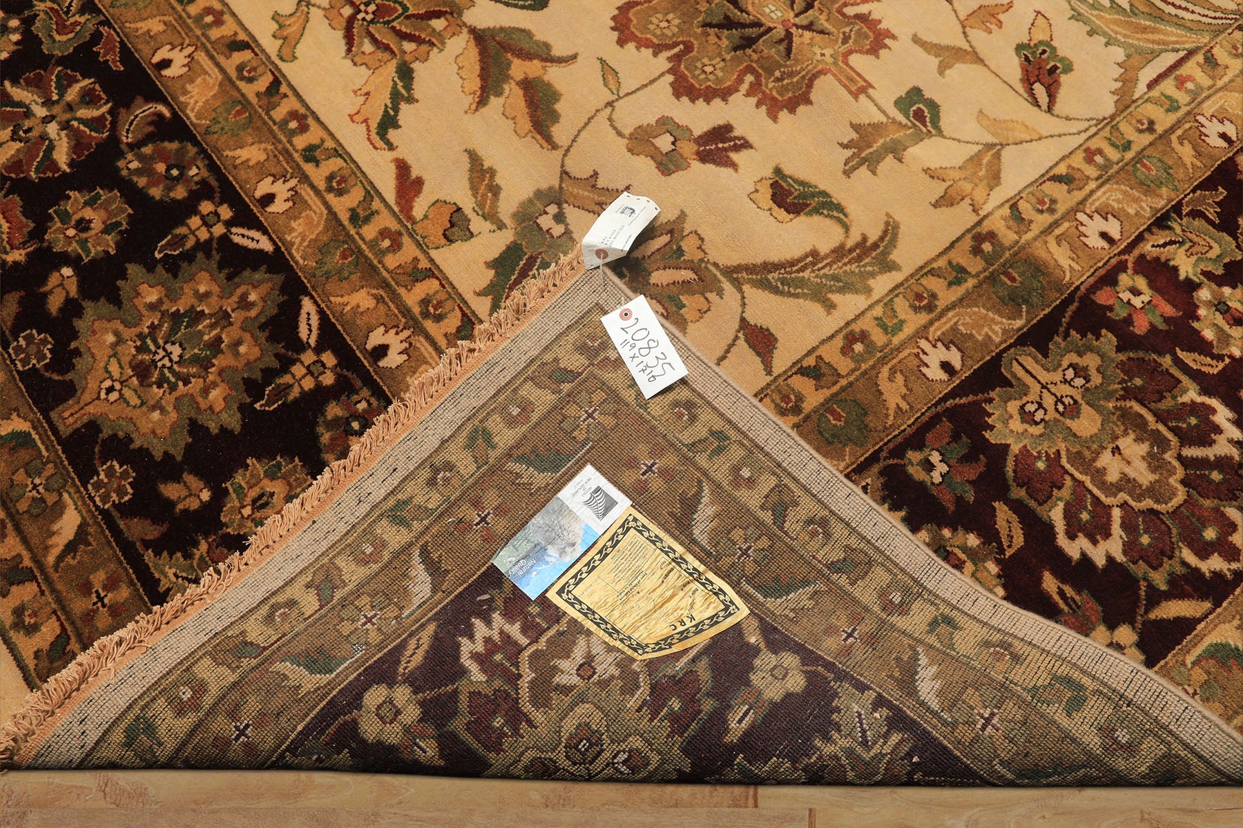 12x18 Beige, Maroon, Sage Color Hand Knotted Agra Wool Traditional Oriental Rug