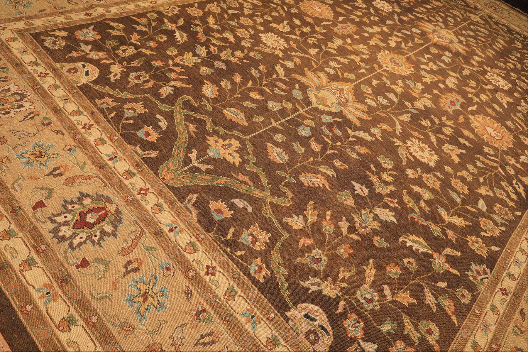 12x18 Brown, Tan, Gold Color Hand Knotted Soumak Wool Traditional Oriental Rug