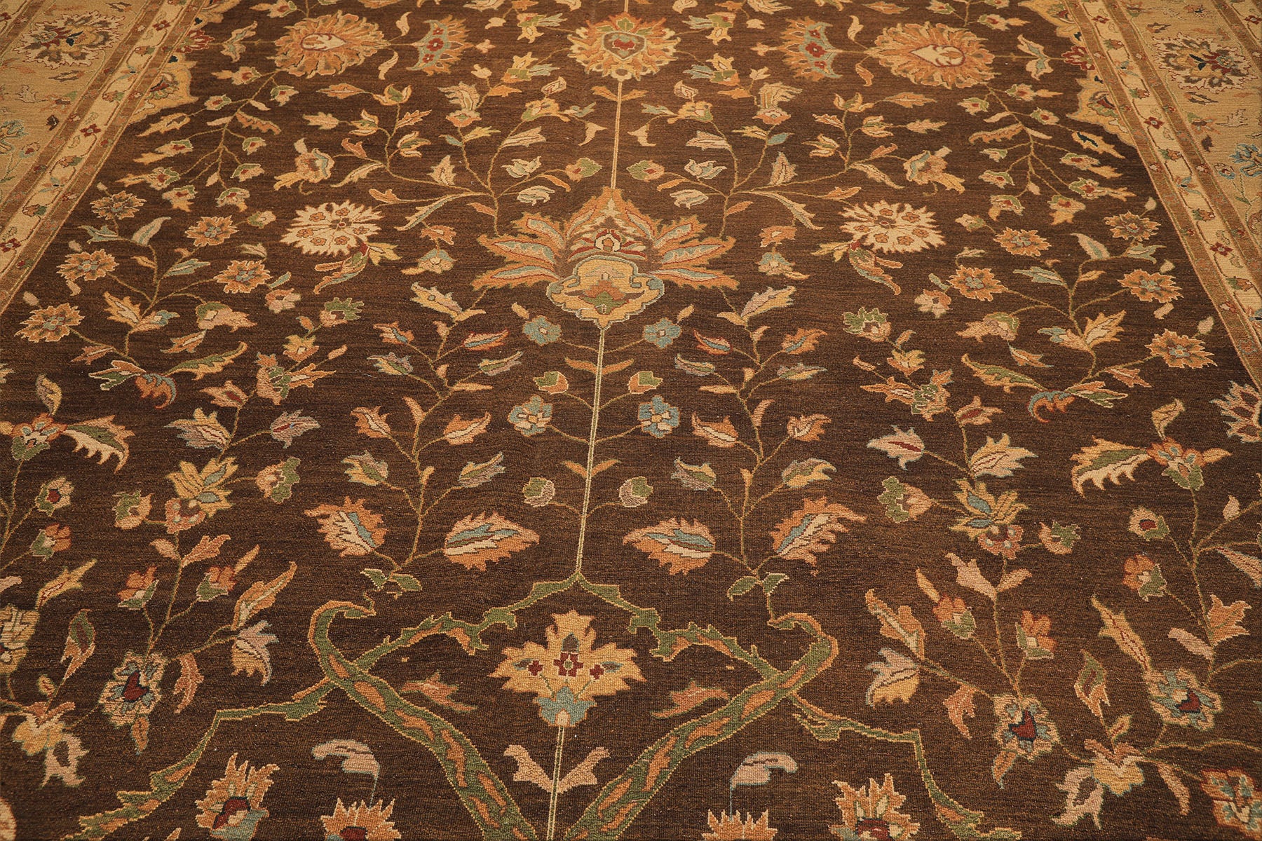 12x18 Brown, Tan, Gold Color Hand Knotted Soumak Wool Traditional Oriental Rug