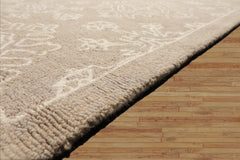 Soares Hand Tufted 7'8"x10' Beige Transitional Floral 100% Wool Oriental Area Rug LoomBloom