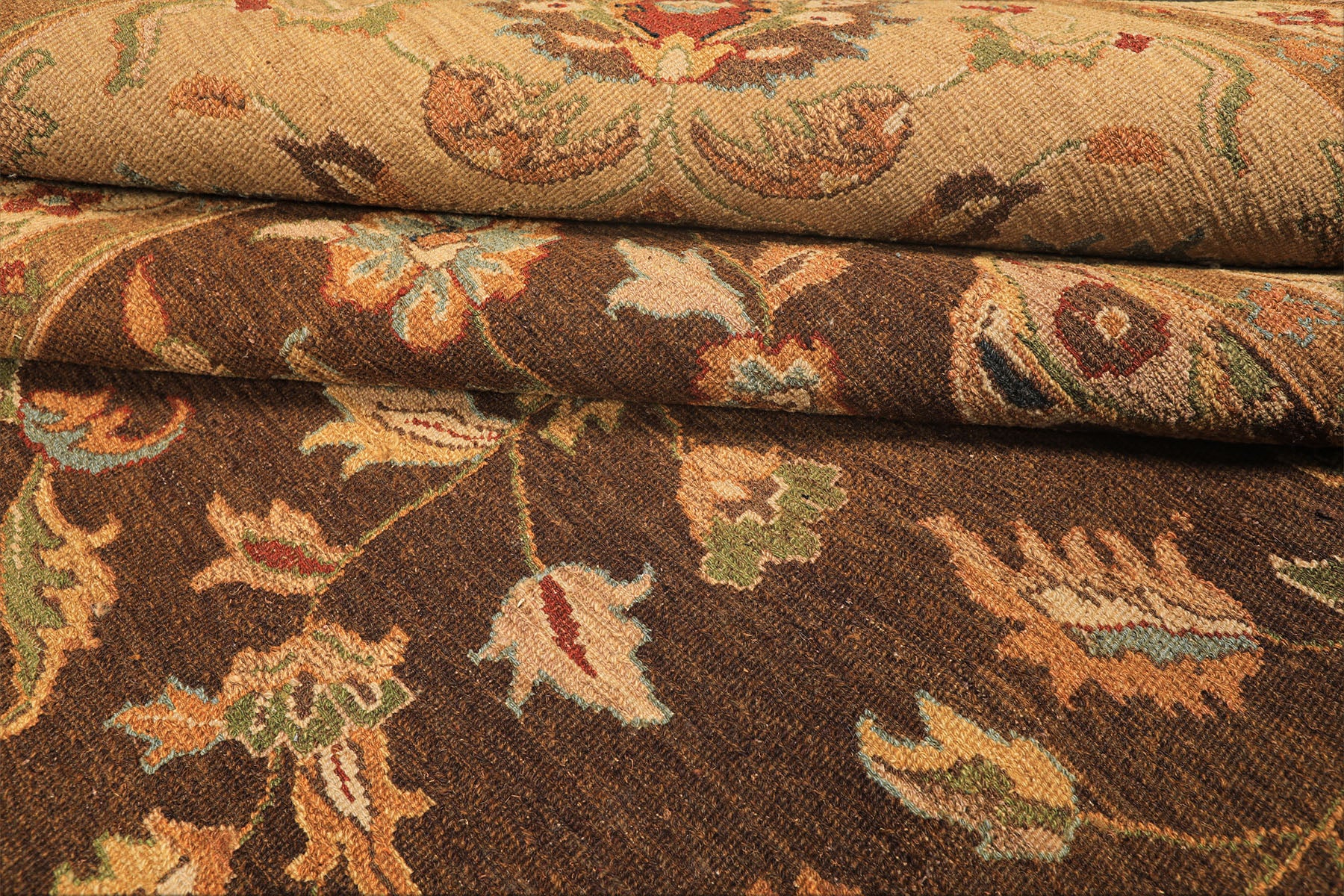12x18 Brown, Tan, Gold Color Hand Knotted Soumak Wool Traditional Oriental Rug