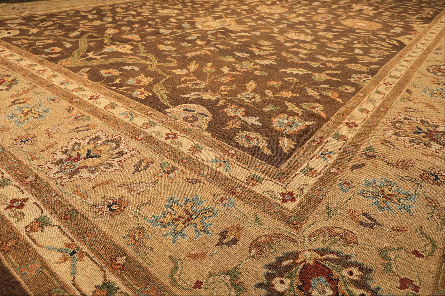 12x18 Brown, Tan, Gold Color Hand Knotted Soumak Wool Traditional Oriental Rug