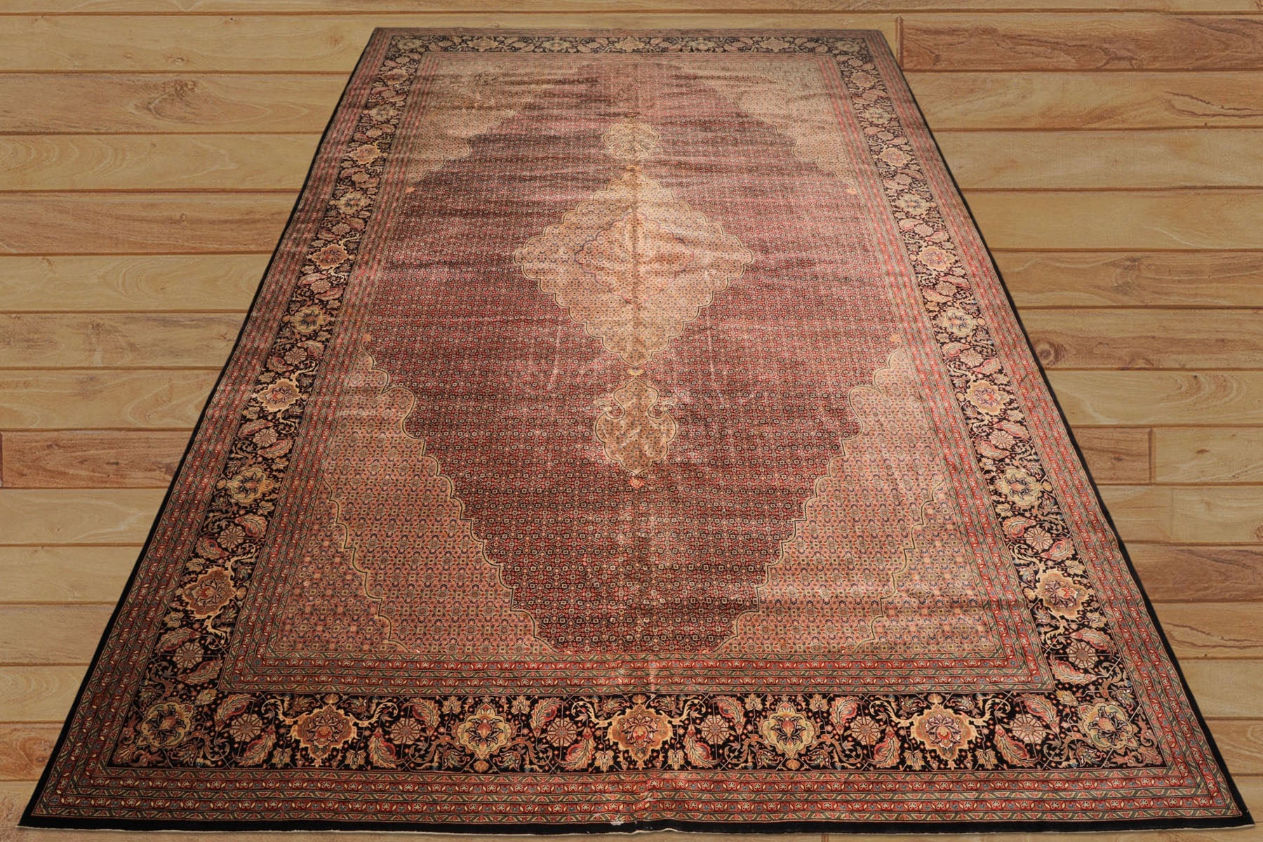 12x18 Black, Rust, Rose Color Hand Knotted Sino Persian Wool & Silk Traditional Oriental Rug