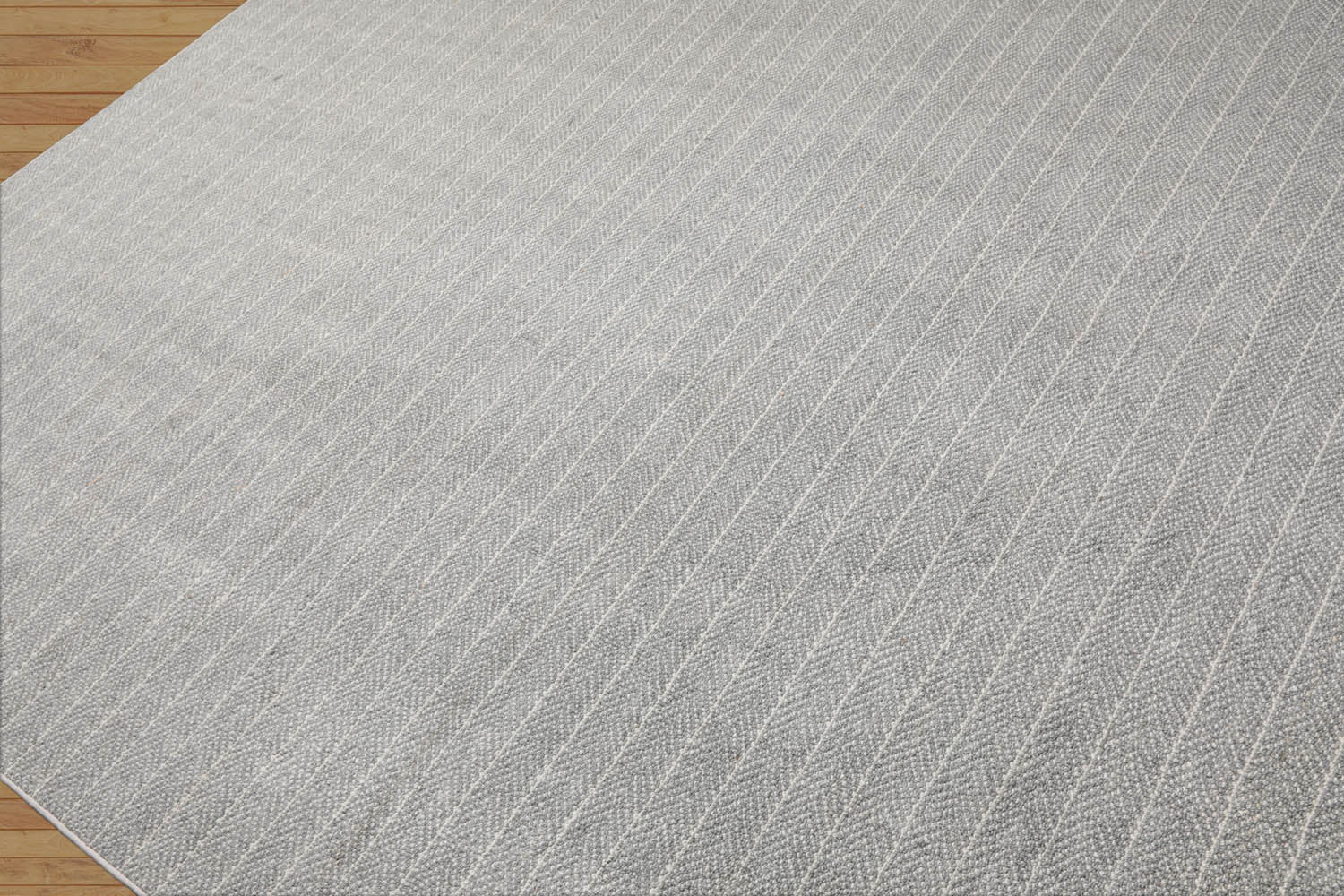 Conroe 100% New Zealand Wool LoomBloom Ash Gray Multi Size Hand Tufted Berber Rug Featuring a Contemporary Herringbone Design