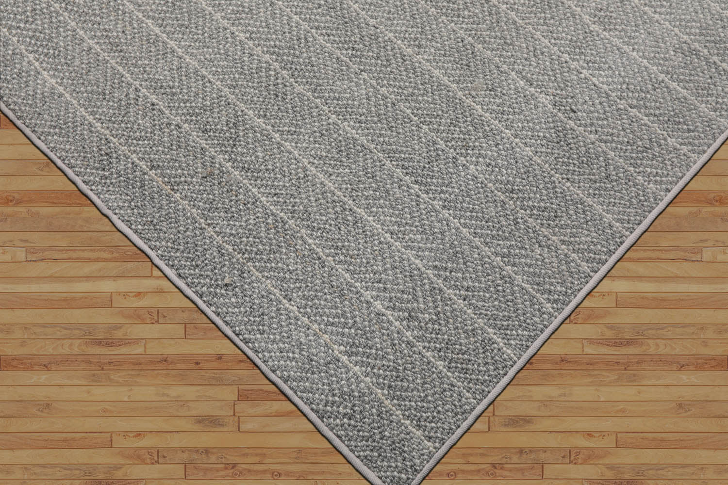 Conroe 100% New Zealand Wool LoomBloom Ash Gray Multi Size Hand Tufted Berber Rug Featuring a Contemporary Herringbone Design