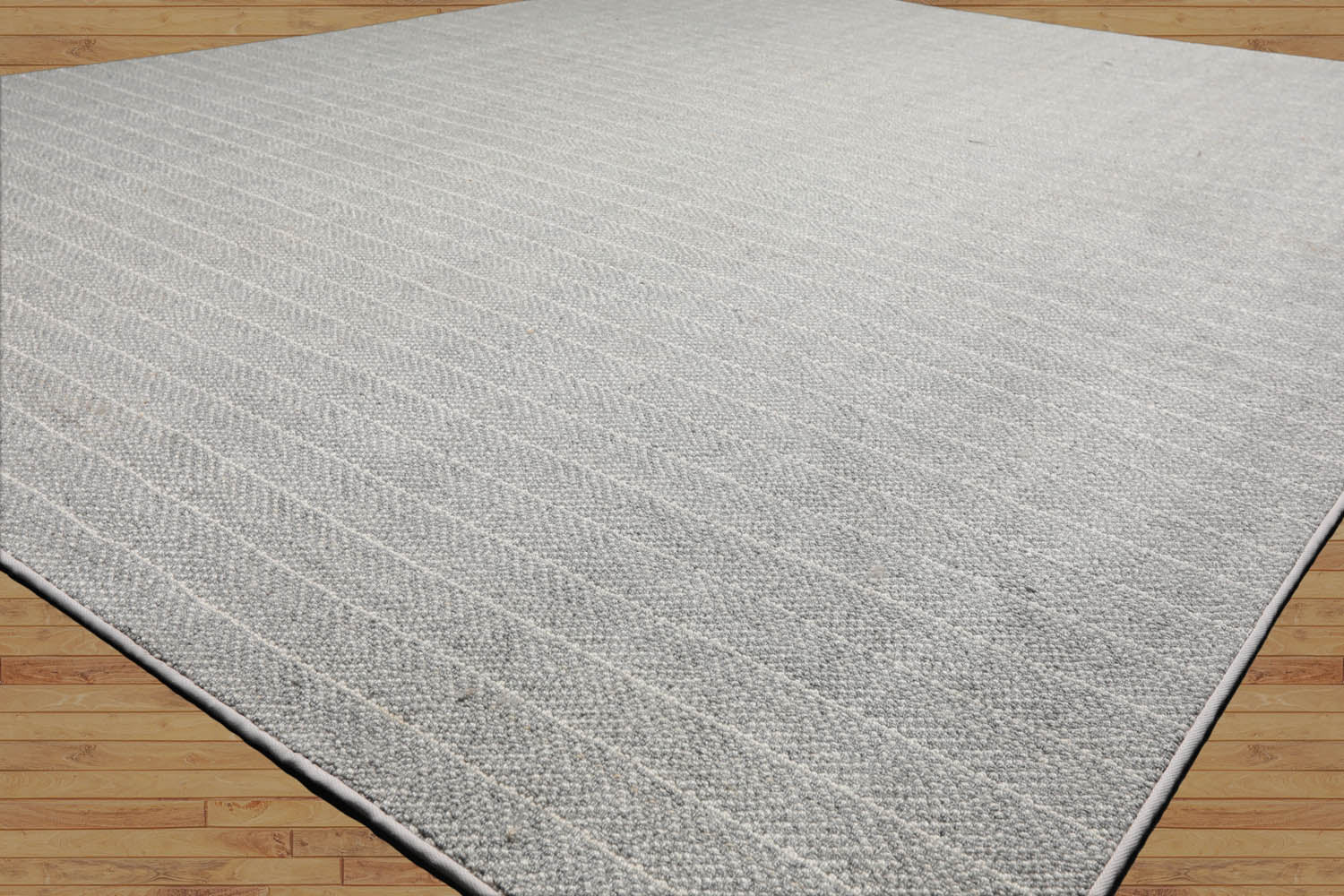 Conroe 100% New Zealand Wool LoomBloom Ash Gray Multi Size Hand Tufted Berber Rug Featuring a Contemporary Herringbone Design