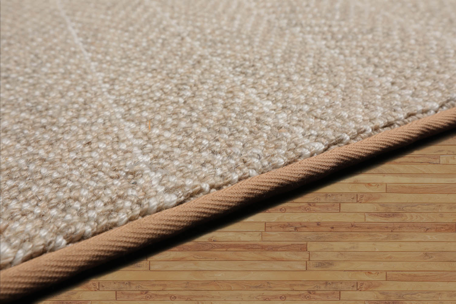 Hasten 100% New Zealand Wool LoomBloom Beige Hand Tufted Berber Rug Multi Size Contemporary Herringbone Design