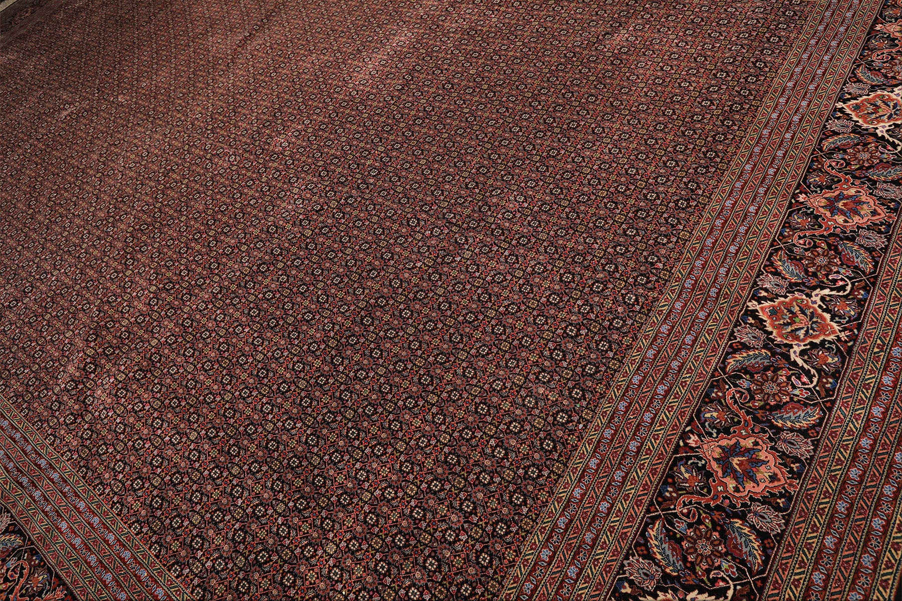 12x18 Black, Rose, Red Color Hand Knotted Sino Persian Wool & Silk Traditional Oriental Rug