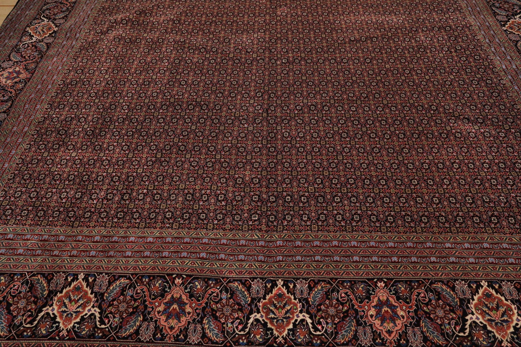 12x18 Black, Rose, Red Color Hand Knotted Sino Persian Wool & Silk Traditional Oriental Rug