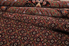 12x18 Black, Rose, Red Color Hand Knotted Sino Persian Wool & Silk Traditional Oriental Rug