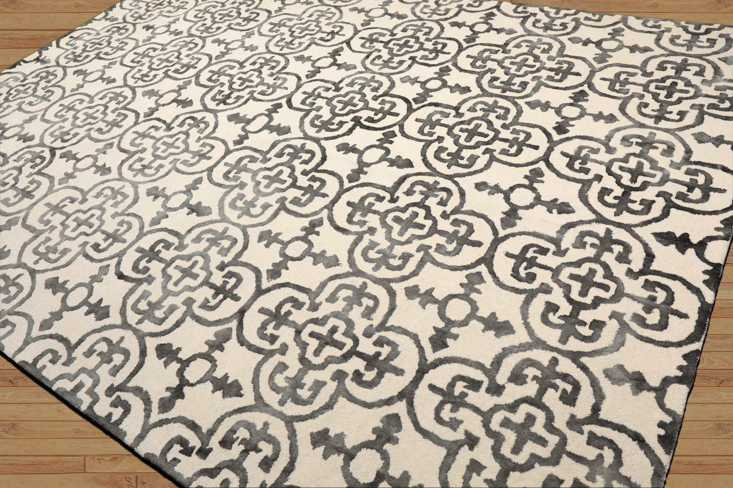 Crundwell LoomBloom Transitional Boho Ivory Wool Rug Multi Sizes Hand Tufted Geometric Oriental