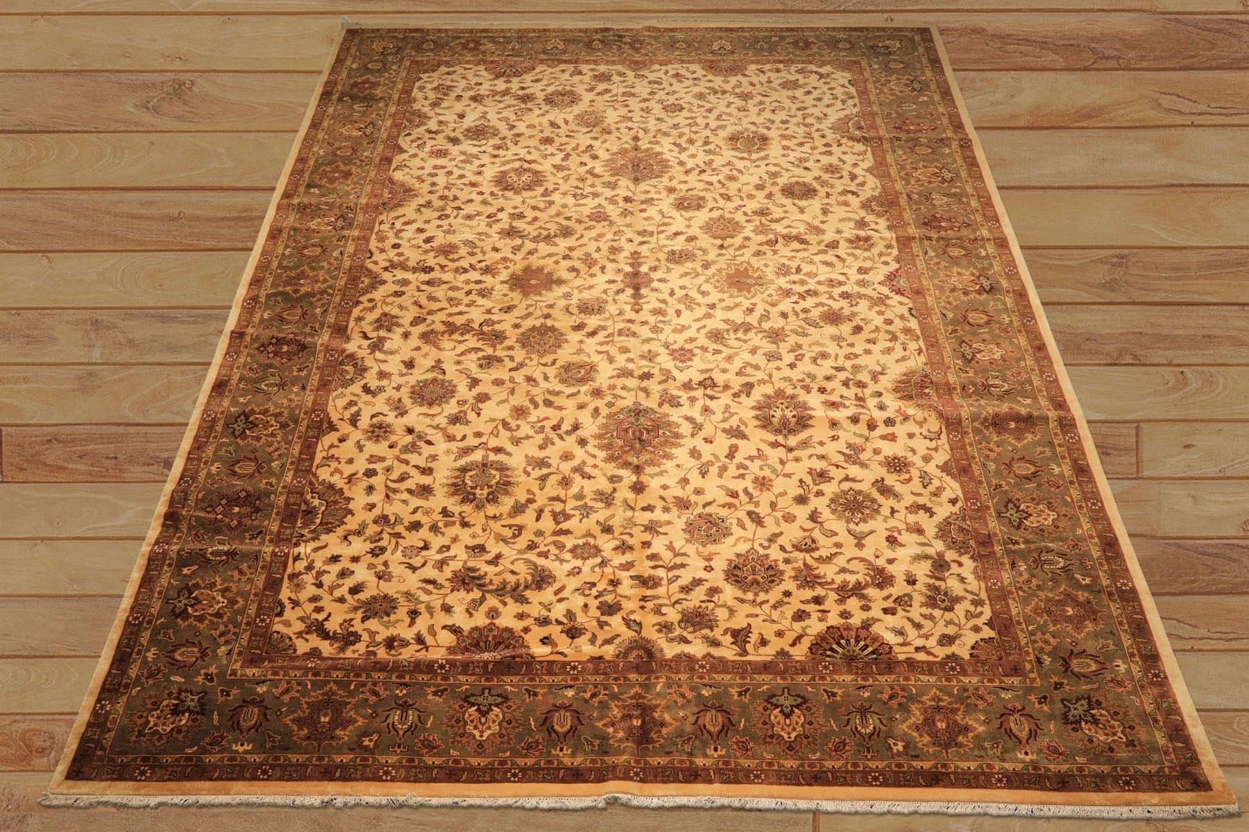 12x18 Ivory, Sage, Rust Color Hand Knotted Agra New Zealand Wool Traditional Oriental Rug