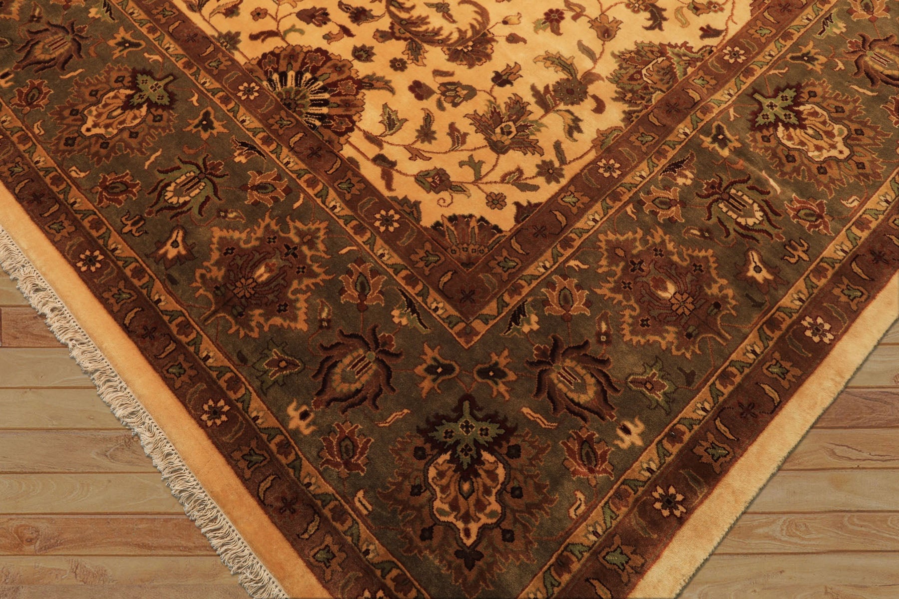 12x18 Ivory, Sage, Rust Color Hand Knotted Agra New Zealand Wool Traditional Oriental Rug