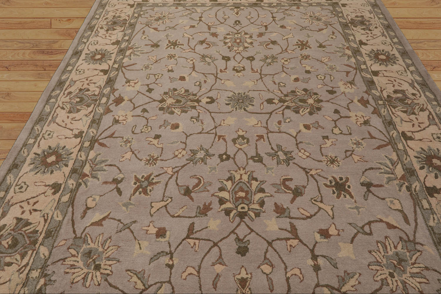 Williamstown LoomBloom Traditional Agra Taupe Wool Rug Multi Sizes Hand Tufted Oriental