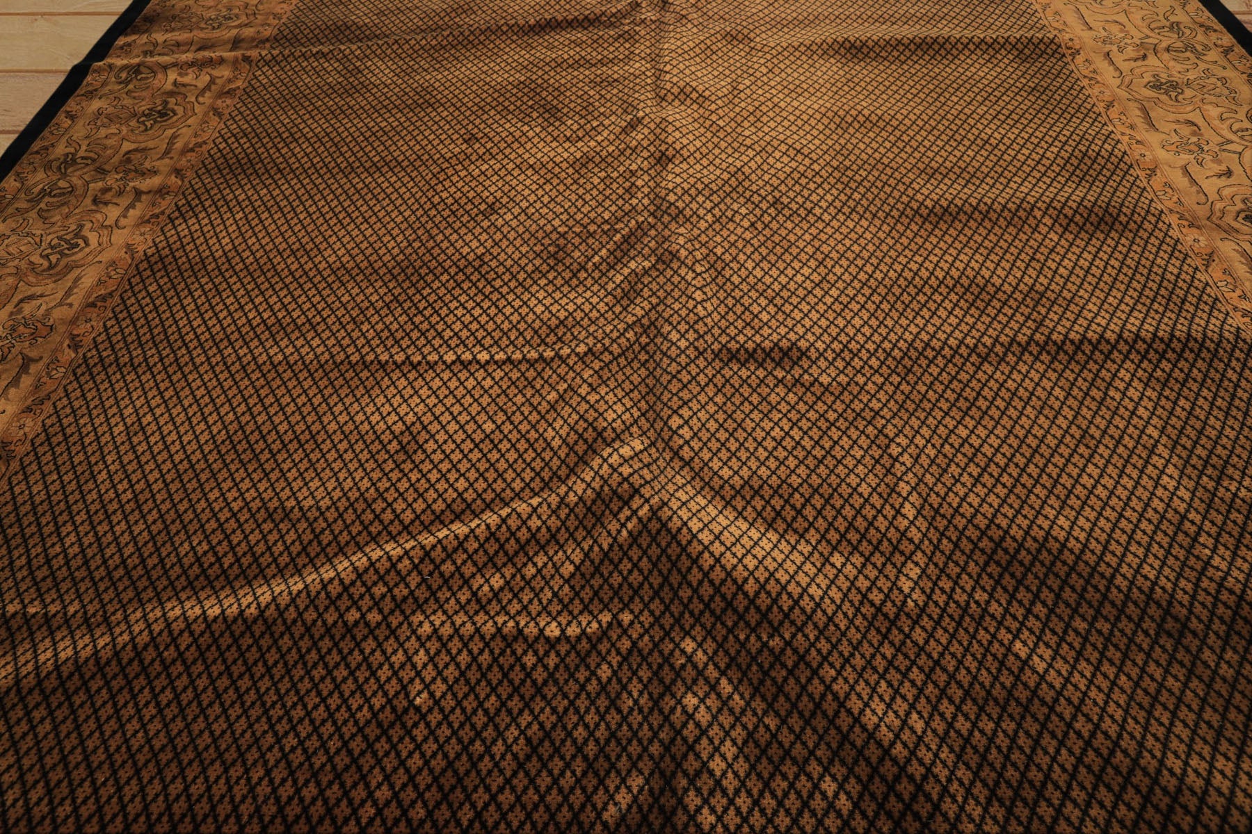 12x18 Black, Gold, Sage Color Hand Knotted Indo Persian New Zealand Wool Transitional Oriental Rug