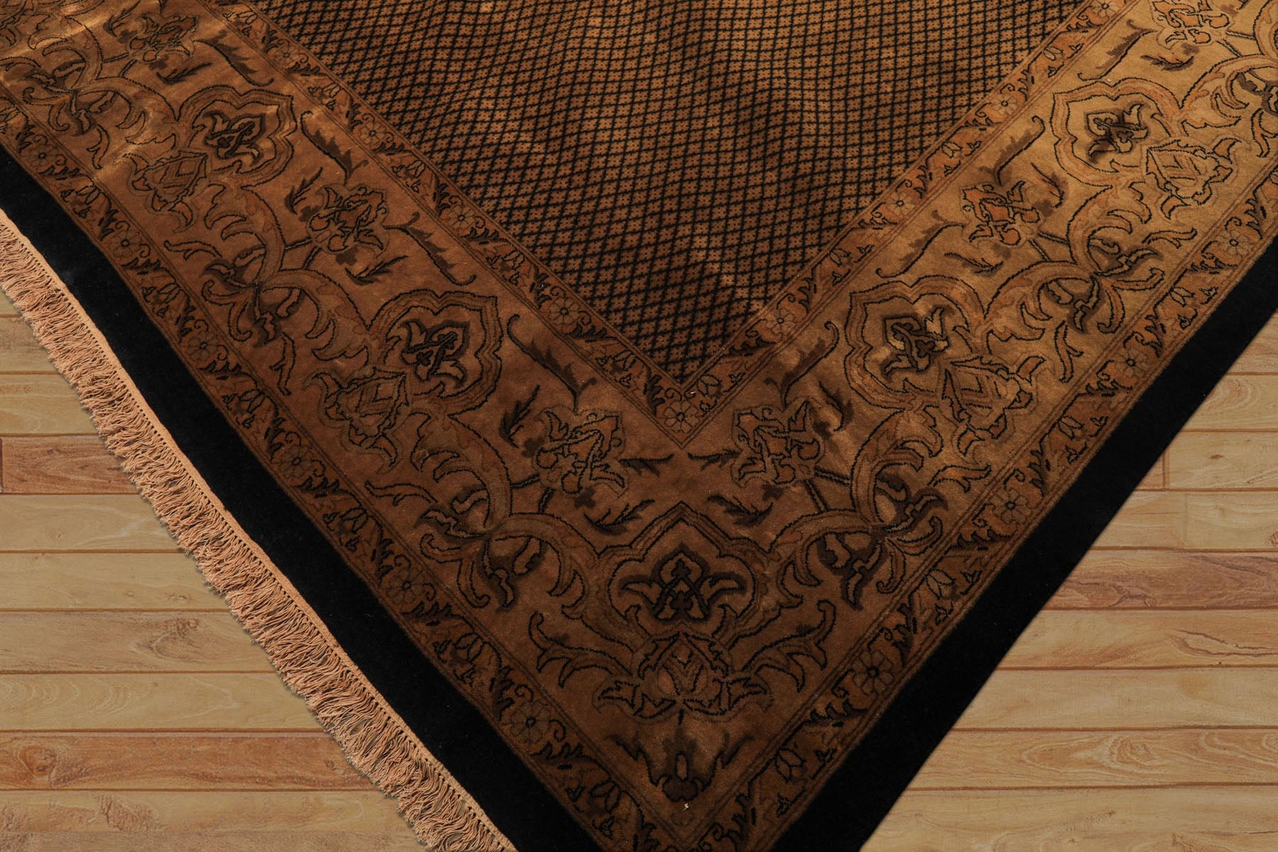 12x18 Black, Gold, Sage Color Hand Knotted Indo Persian New Zealand Wool Transitional Oriental Rug