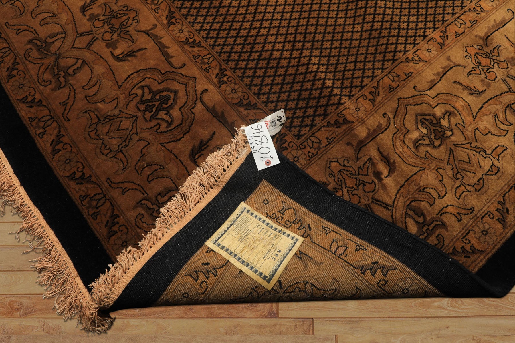 12x18 Black, Gold, Sage Color Hand Knotted Indo Persian New Zealand Wool Transitional Oriental Rug