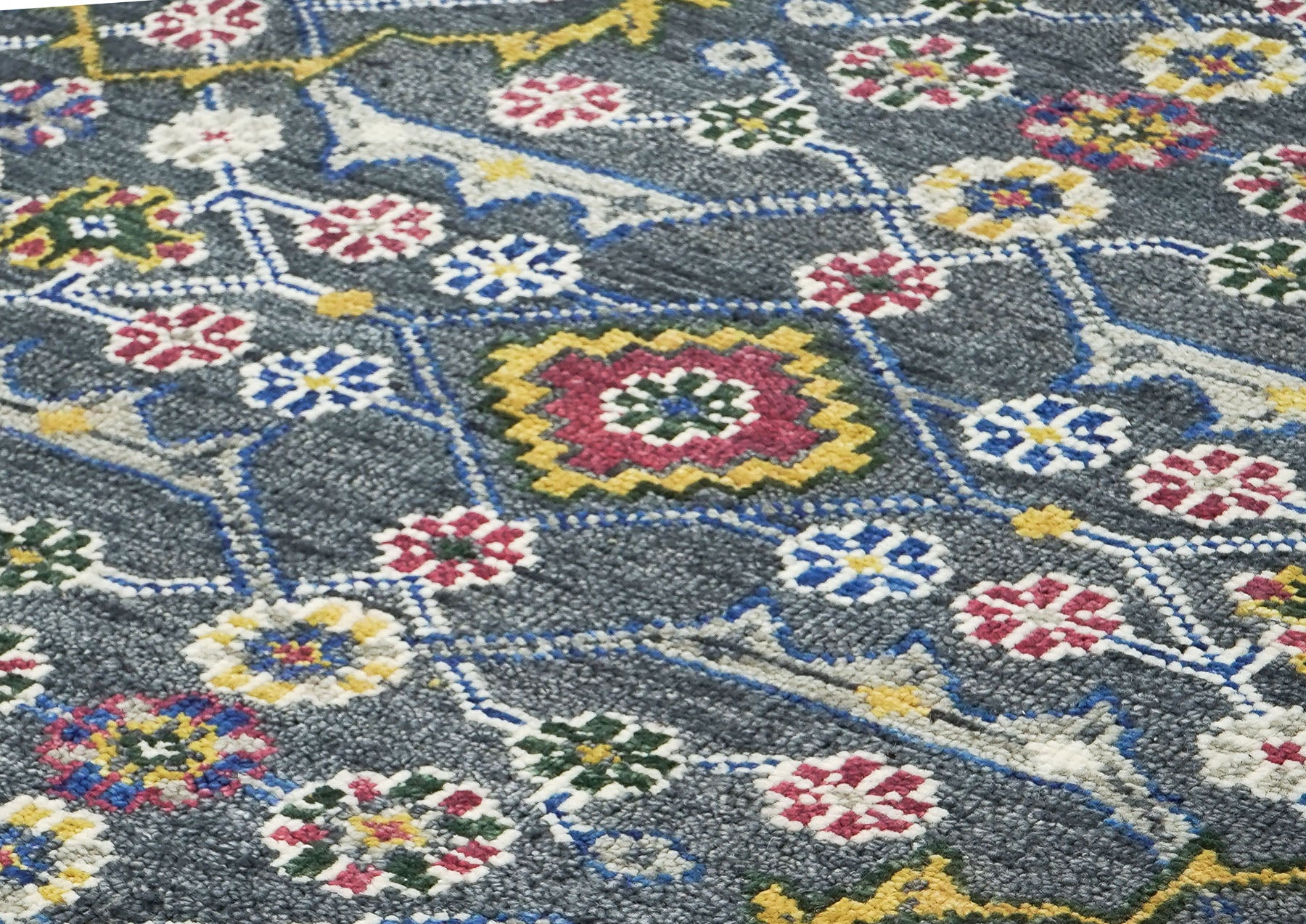 9x12 Blue, Lime, Beige Color Hand Knotted Oushak Wool Transitional Oriental Rug