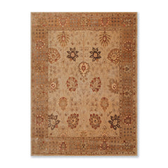8x10 Beige, Tan, Brown Color Hand Knotted Floral 100% Wool Traditional Oriental Rug