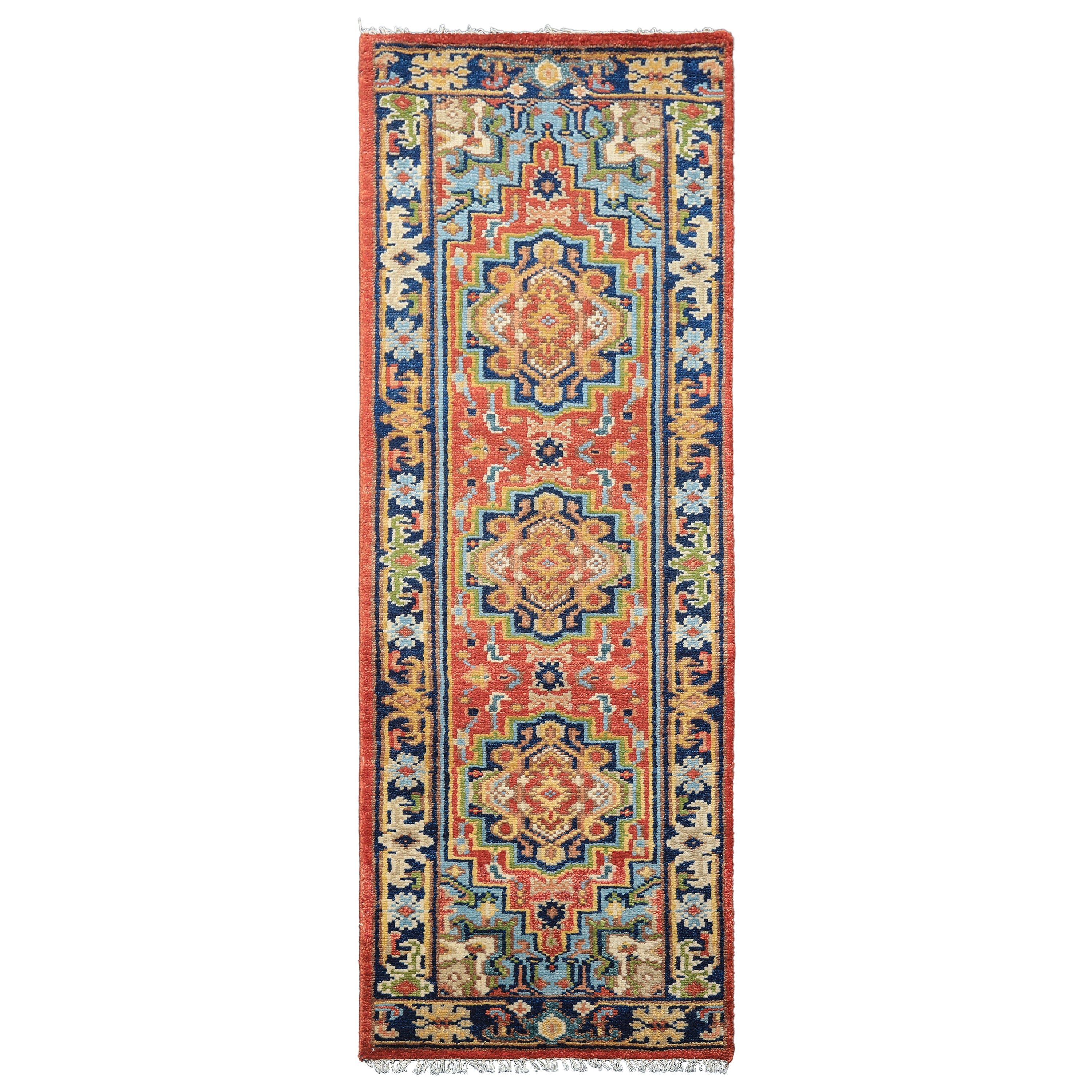 Rose, Navy 2'6" x 8'1" Runner Traditional Hand Knotted Wool Oushak Oriental Area Rug