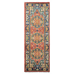 Rose, Navy 2'6" x 8'1" Runner Traditional Hand Knotted Wool Oushak Oriental Area Rug