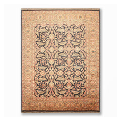 9x12 Gold, Gold, Aqua Color Hand Knotted Floral 100% Wool Traditional-Persian/Oriental Oriental Rug