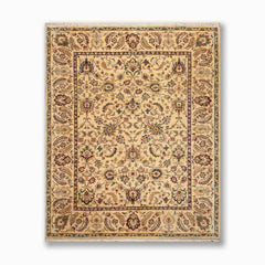 8x10 Gold, Maroon, Aqua Color Hand Knotted All-Over 100% Wool Traditional Oriental Rug