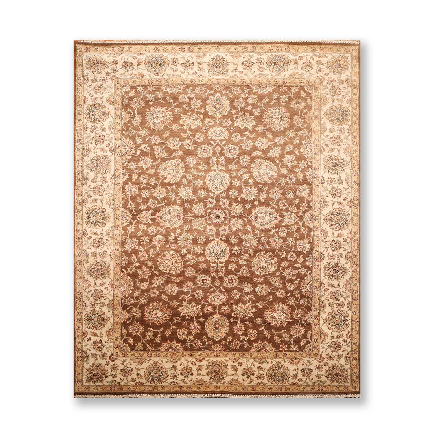8x10 Brown, Beige, Tan Color Hand Knotted Floral 100% Wool Traditional-Persian/Oriental Oriental Rug