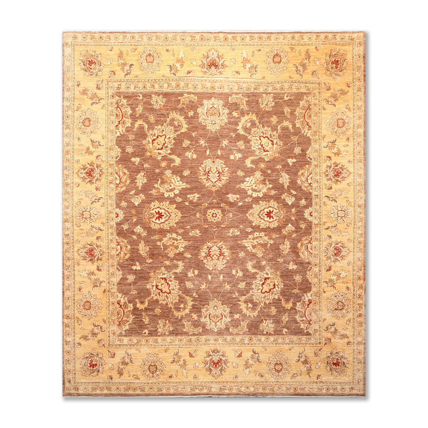 8x10 Brown, Gold, Tan Color Hand Knotted Floral 100% Wool Traditional-Persian/Oriental Oriental Rug