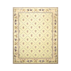 8x10 Pistachio, Ivory, Indigo Color Hand Knotted All-Over Wool & Silk Traditional-Persian/Oriental Oriental Rug