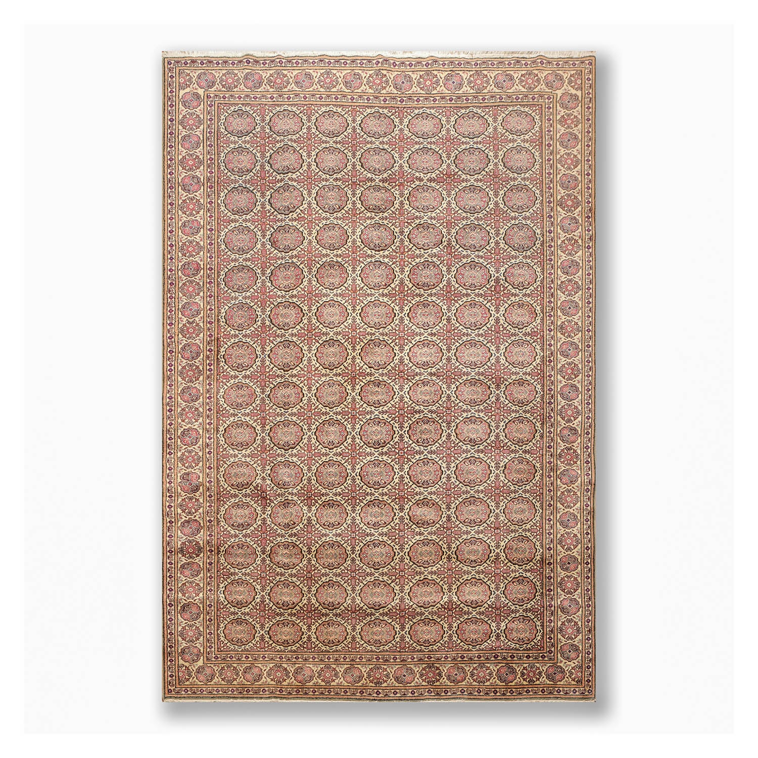 6x9 Beige, Rust, Chocolate Color Hand Knotted All-Over 100% Wool Traditional-Persian/Oriental Oriental Rug