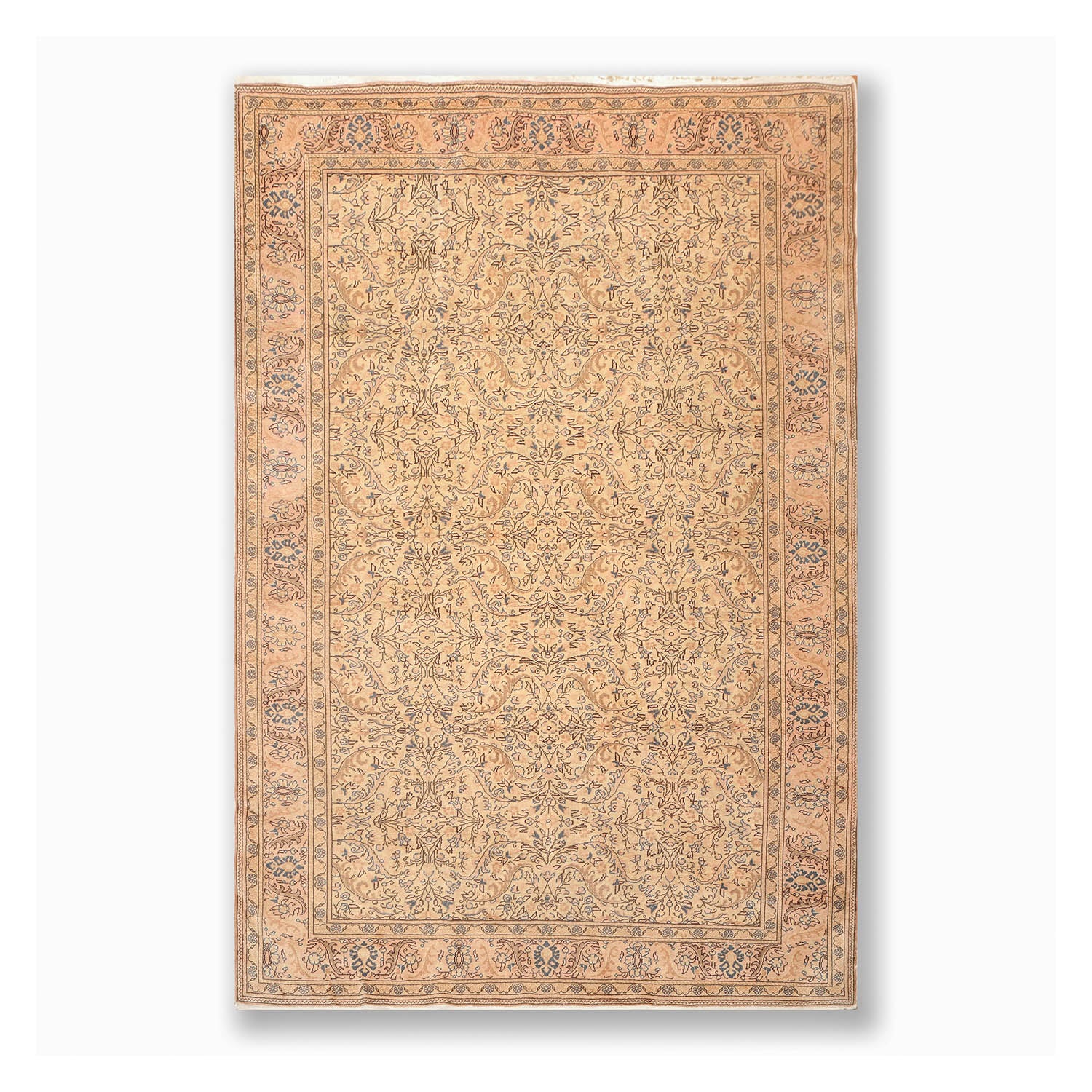 6x9 Beige, Tan, Brown Color Hand Knotted All-Over 100% Wool Traditional Oriental Rug