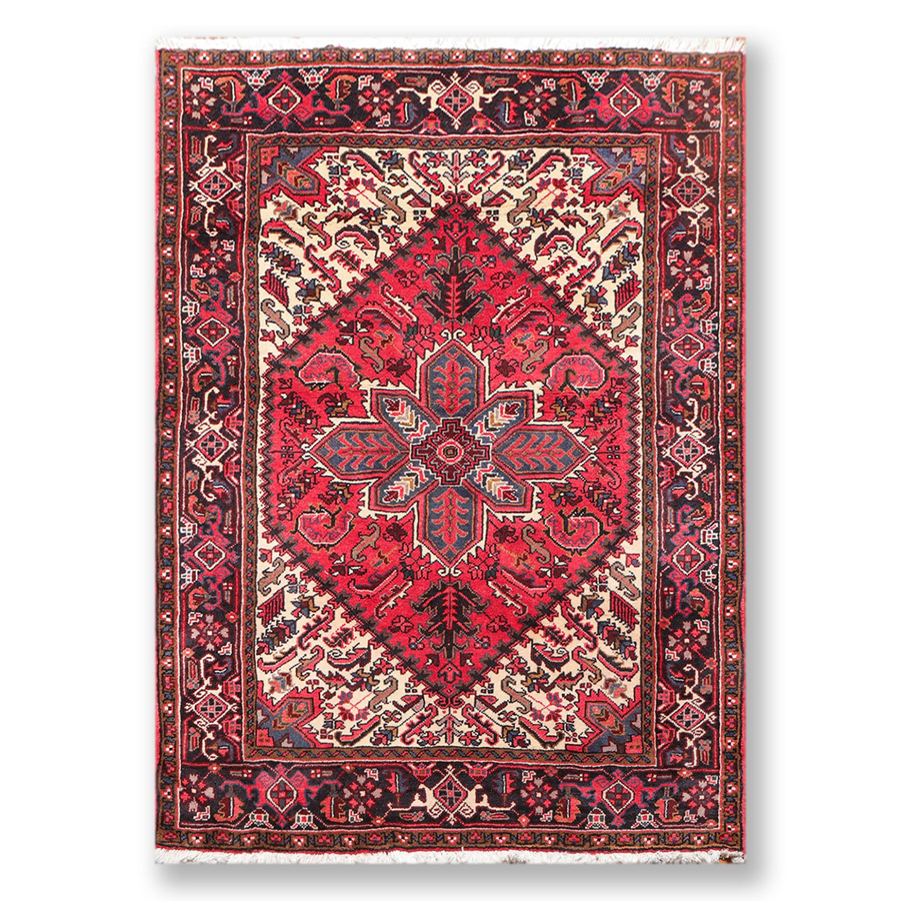 Zakariyah Red 5x7 Hand Knotted Traditional Tabriz Wool Bordered Oriental Area Rug