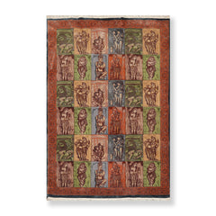 4x6 Blue, Rose, Green Color Hand Knotted All-Over 100% Wool Traditional-Persian/Oriental Oriental Rug