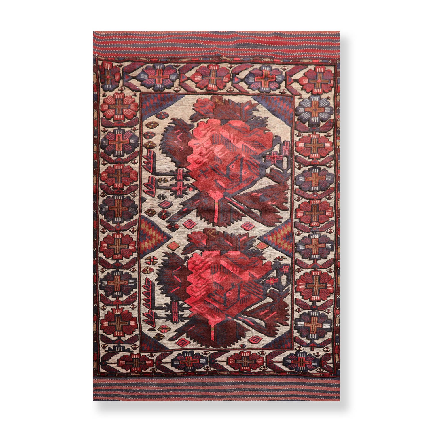 4x6 Beige, Rose, Brown Color Hand Knotted Floral 100% Wool Traditional-Persian/Oriental Oriental Rug