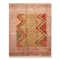 6x9 Beige, Tan, Green Color Hand Knotted All-Over 100% Wool Traditional-Persian/Oriental Oriental Rug