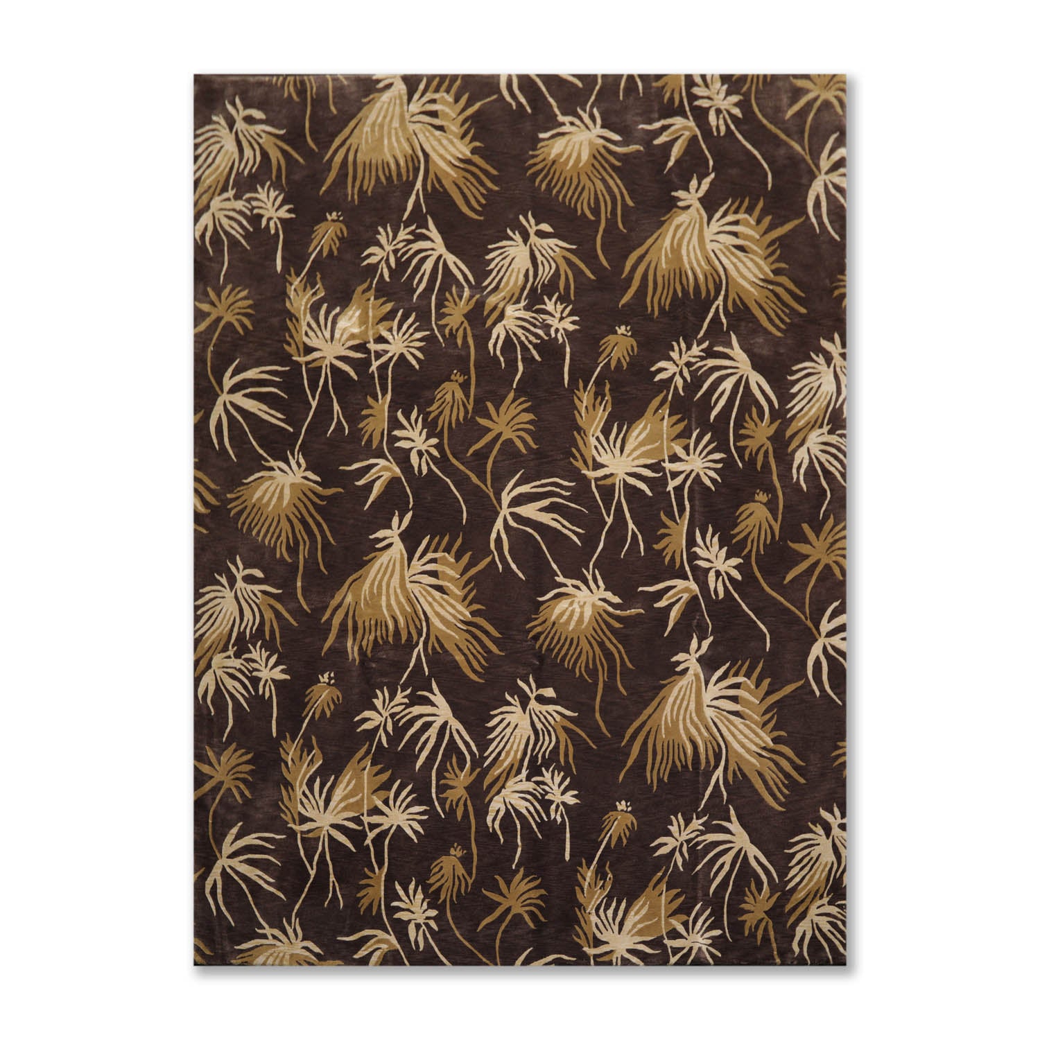 9x12 Brown, Beige, Tan Color Hand Knotted Floral 100% Wool Modern Oriental Rug