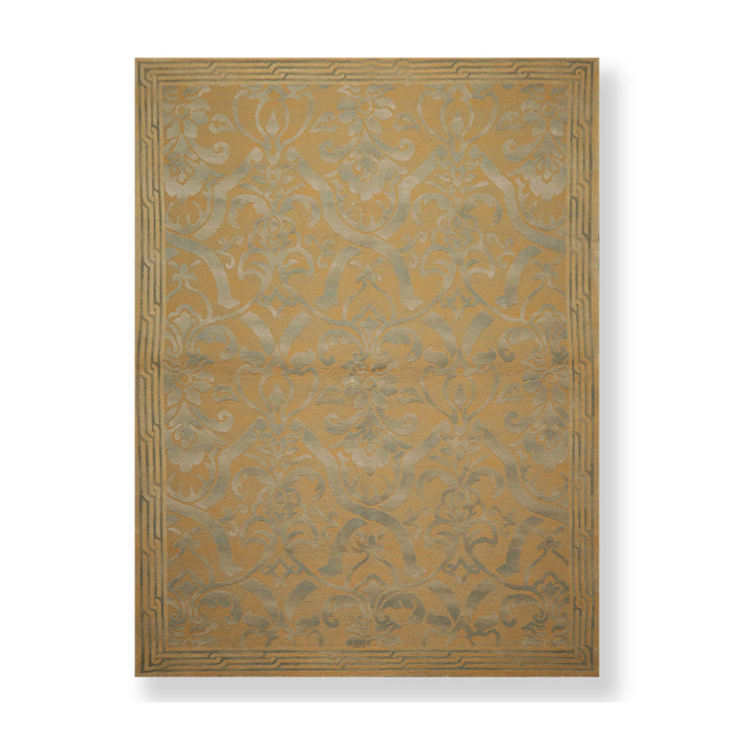 9x12 Tan, Grey, Color Hand Knotted Floral 100% Wool Country Oriental Rug